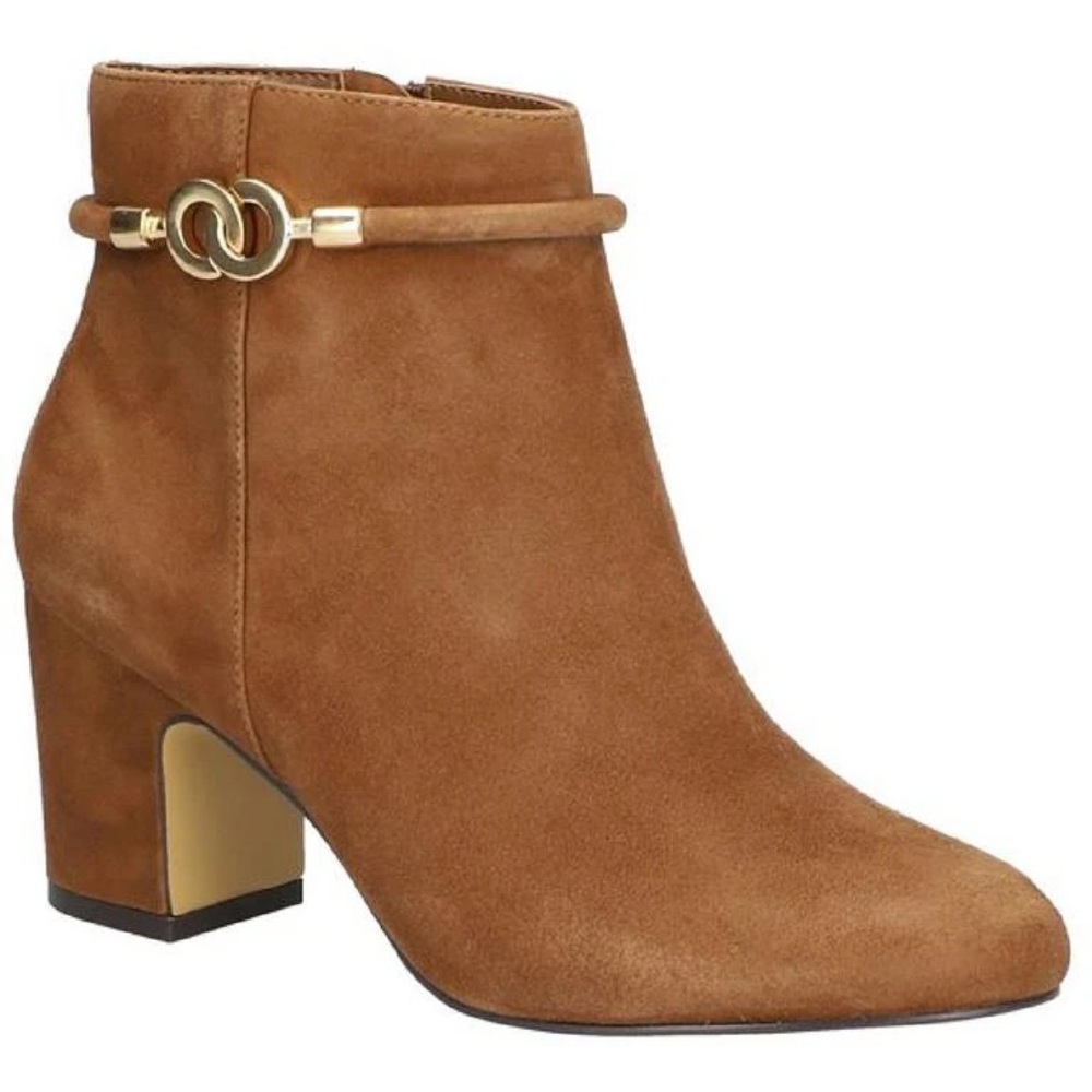 Bella Vita Diaz Heeled Ankle Boots Suede Cognac - Size 5.5